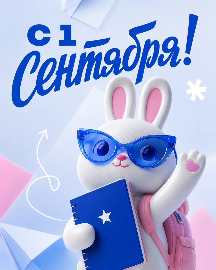 Открытка с зайчиком «С Днём знаний!»