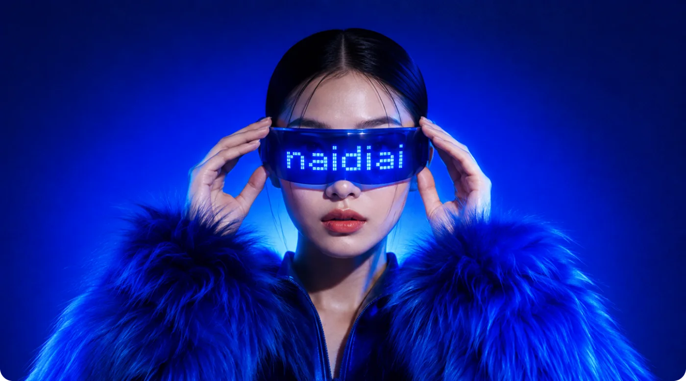 Девушка в светящихся очках NaidiAI